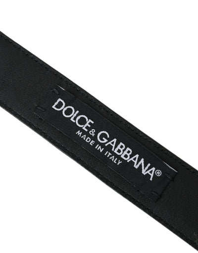Ceinture Dolce &amp; Gabbana en cuir perforé marron foncé avec boucle en métal pour homme