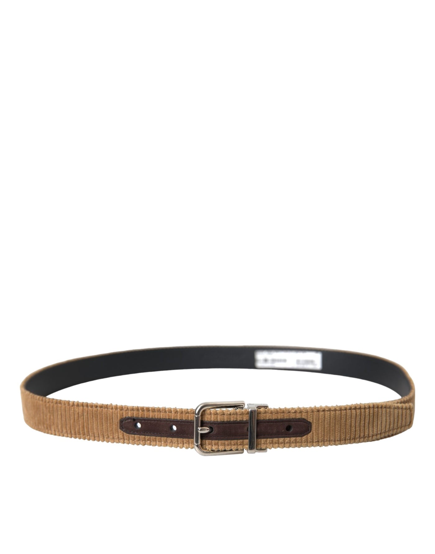 Ceinture Dolce &amp; Gabbana en velours marron avec boucle en métal argenté pour homme