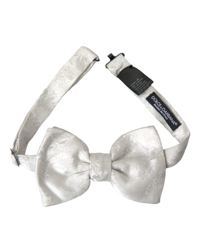 Nœud papillon ajustable en soie florale blanche Dolce &amp; Gabbana pour homme