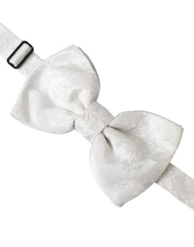 Nœud papillon ajustable en soie florale blanche Dolce &amp; Gabbana pour homme