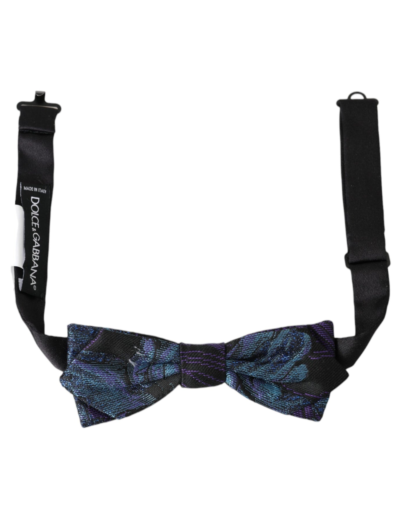 Nœud papillon ajustable Dolce &amp; Gabbana en brocart noir et bleu pour homme