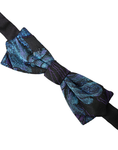 Nœud papillon ajustable Dolce &amp; Gabbana en brocart noir et bleu pour homme