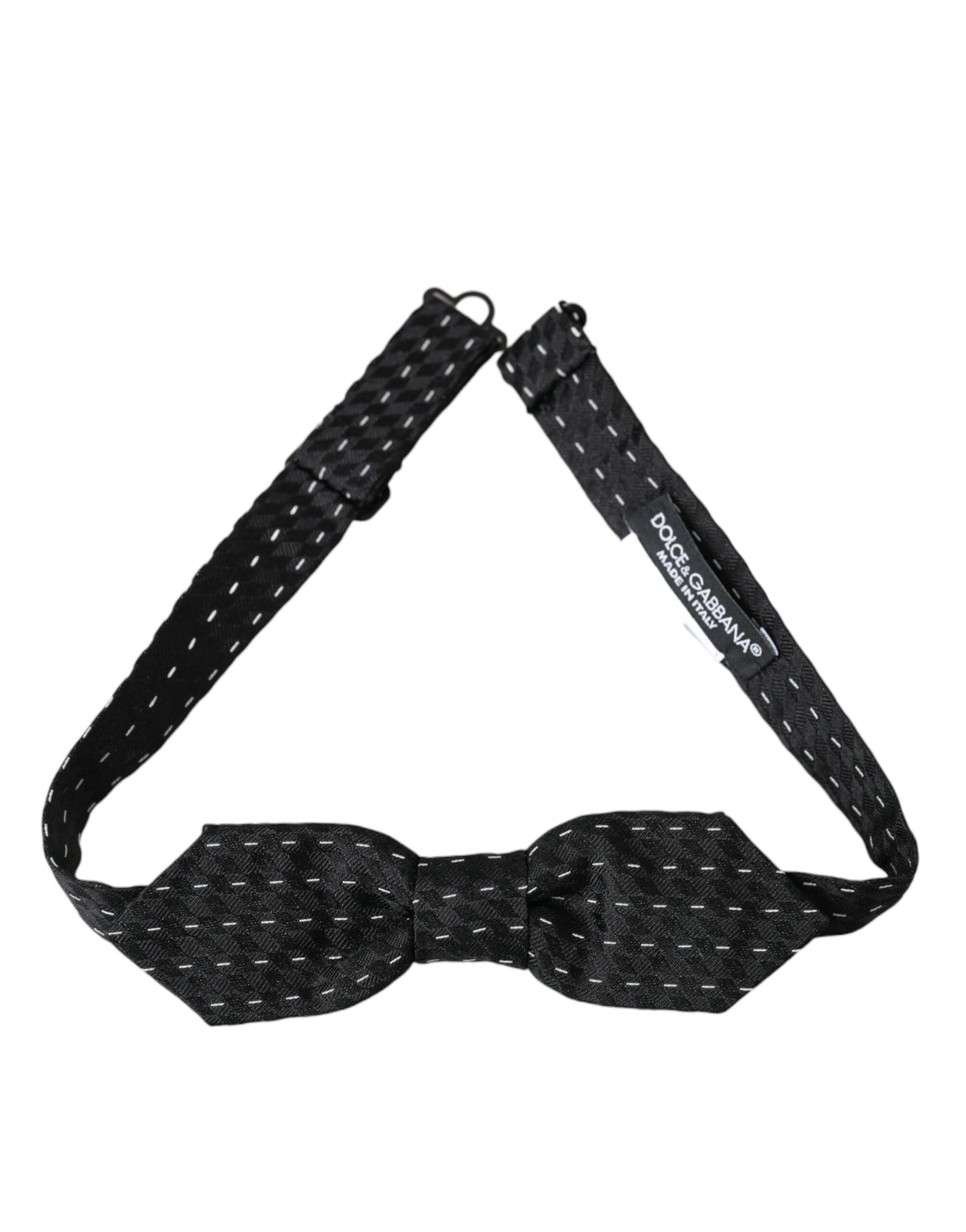 Nœud papillon homme en soie surpiqué noir et blanc Dolce &amp; Gabbana