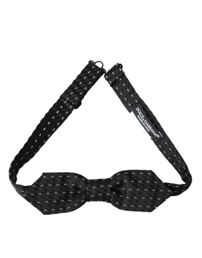 Nœud papillon homme en soie surpiqué noir et blanc Dolce &amp; Gabbana