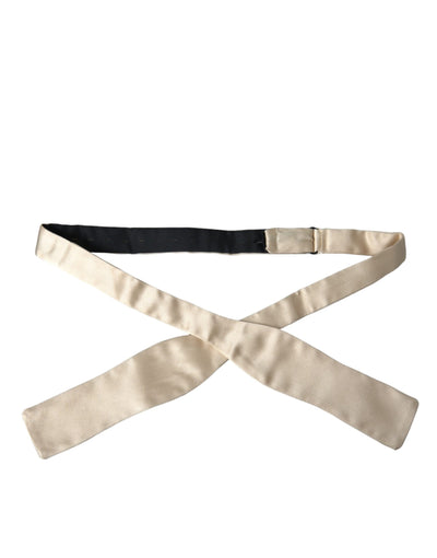 Cravate fine en soie beige Dolce &amp; Gabbana pour homme
