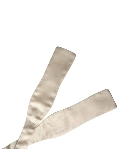 Cravate fine en soie beige Dolce &amp; Gabbana pour homme