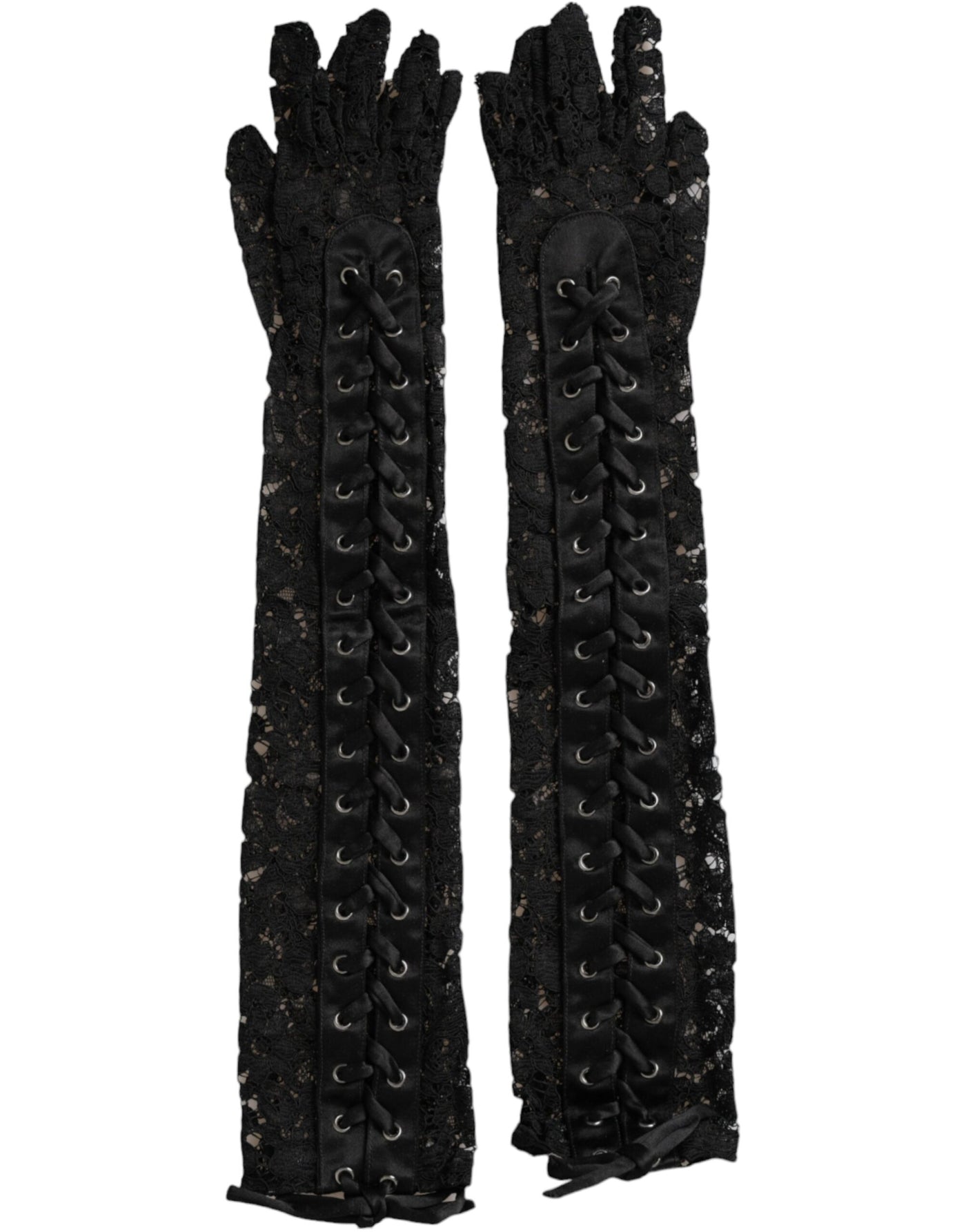 Gants Dolce &amp; Gabbana en dentelle noire Taormina longueur coude