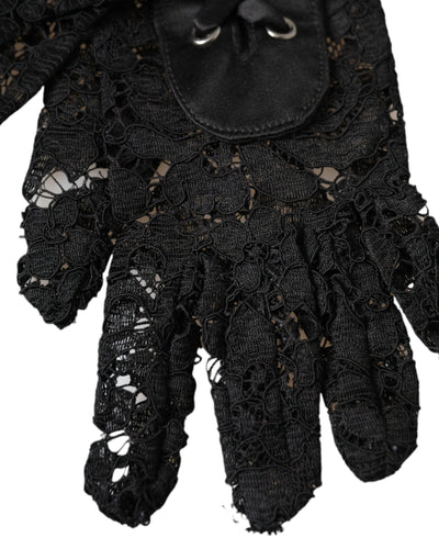 Gants Dolce &amp; Gabbana en dentelle noire Taormina longueur coude