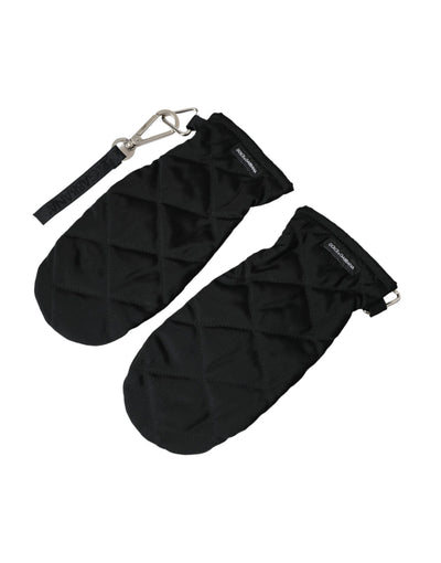 Gants mitaines en nylon matelassé noir Dolce &amp; Gabbana