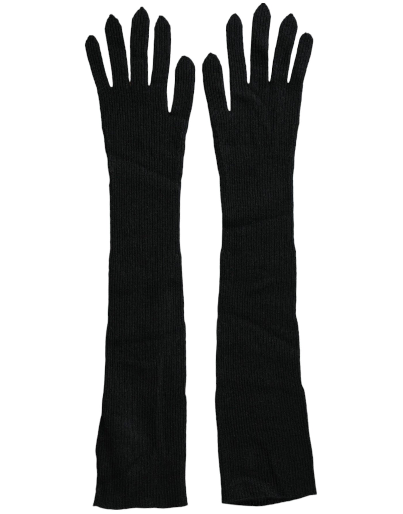 Gants en cachemire noir Dolce &amp; Gabbana jusqu'aux coudes