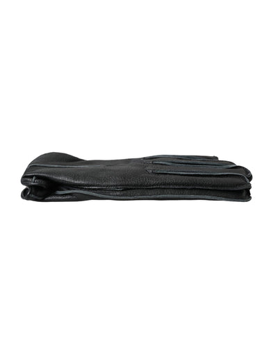 Gants en cuir de cerf noir Dolce &amp; Gabbana à longueur de poignet