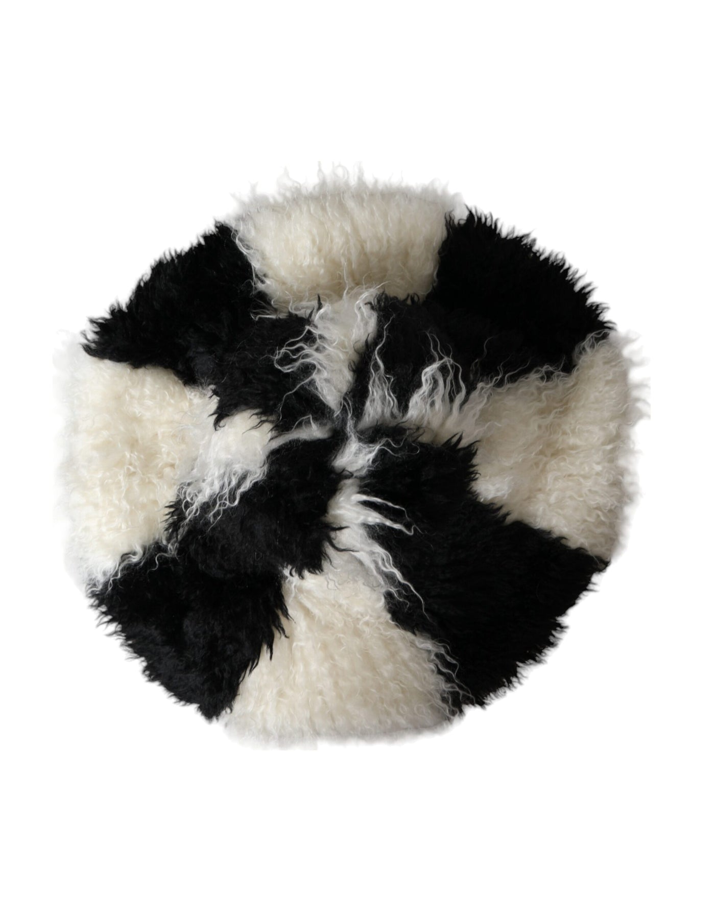 Bob en fourrure de mohair à rayures noires et blanches Dolce &amp; Gabbana