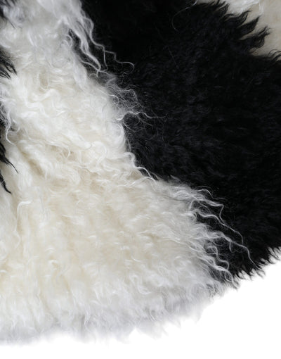 Bob en fourrure de mohair à rayures noires et blanches Dolce &amp; Gabbana