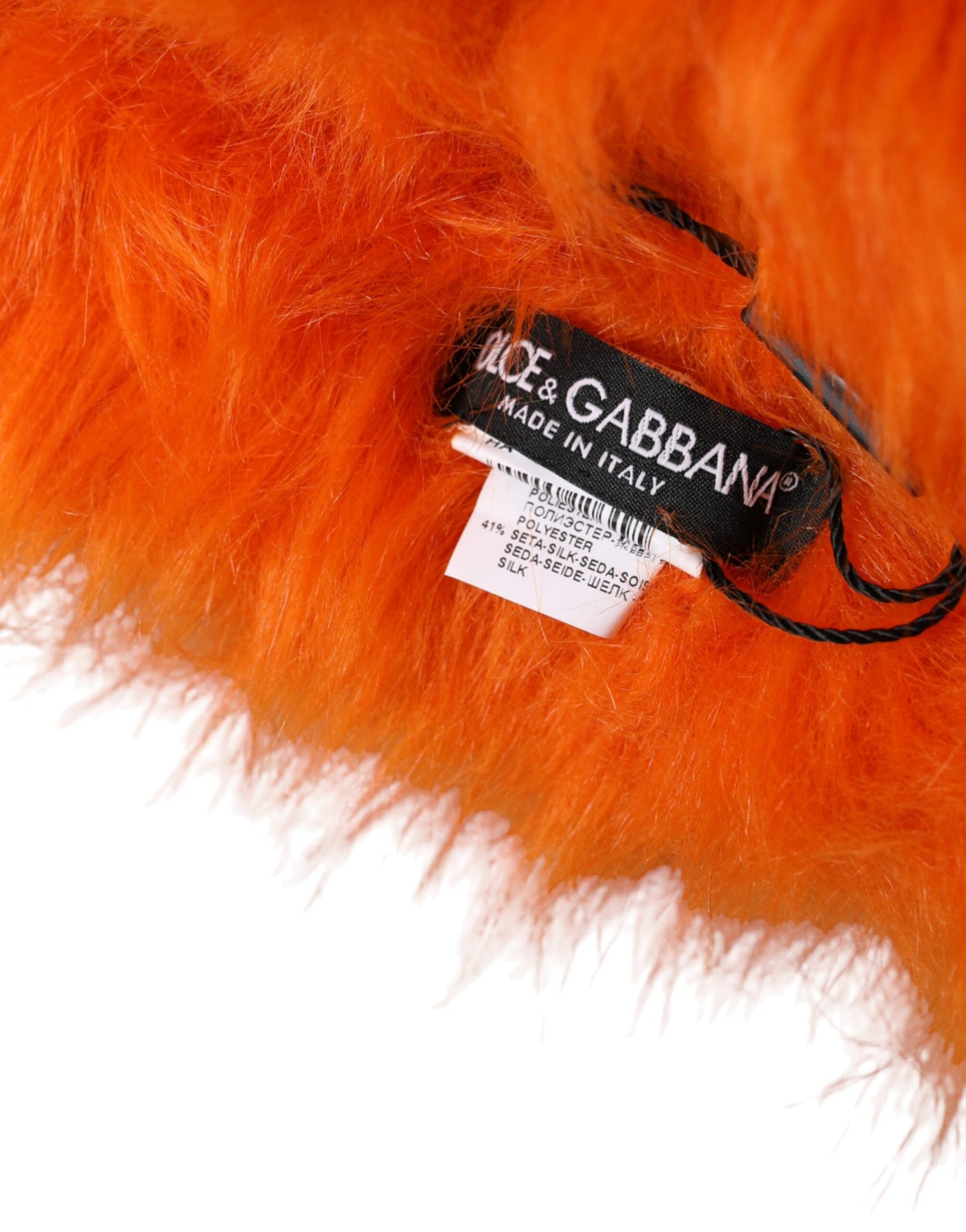 Chapeau enveloppant en fausse fourrure orange Dolce &amp; Gabbana