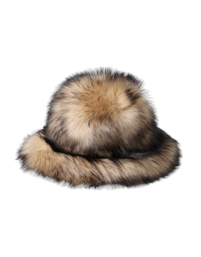 Chapeau Fedora en fausse fourrure modacrylique marron Dolce &amp; Gabbana
