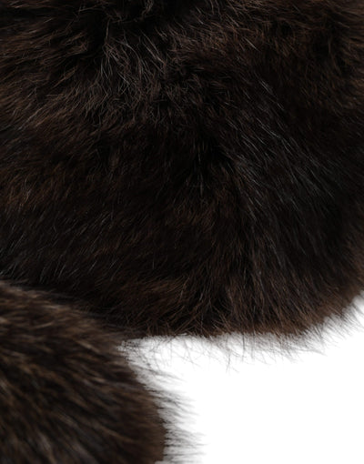 Chapeau bob en fourrure de raton laveur marron Dolce &amp; Gabbana pour femme