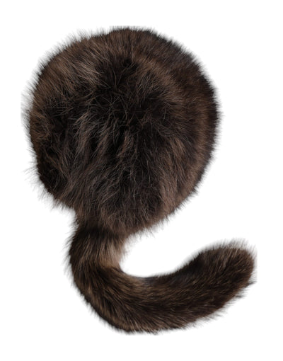 Chapeau bob en fourrure de raton laveur marron Dolce &amp; Gabbana pour femme