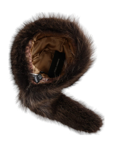 Chapeau bob en fourrure de raton laveur marron Dolce &amp; Gabbana pour femme