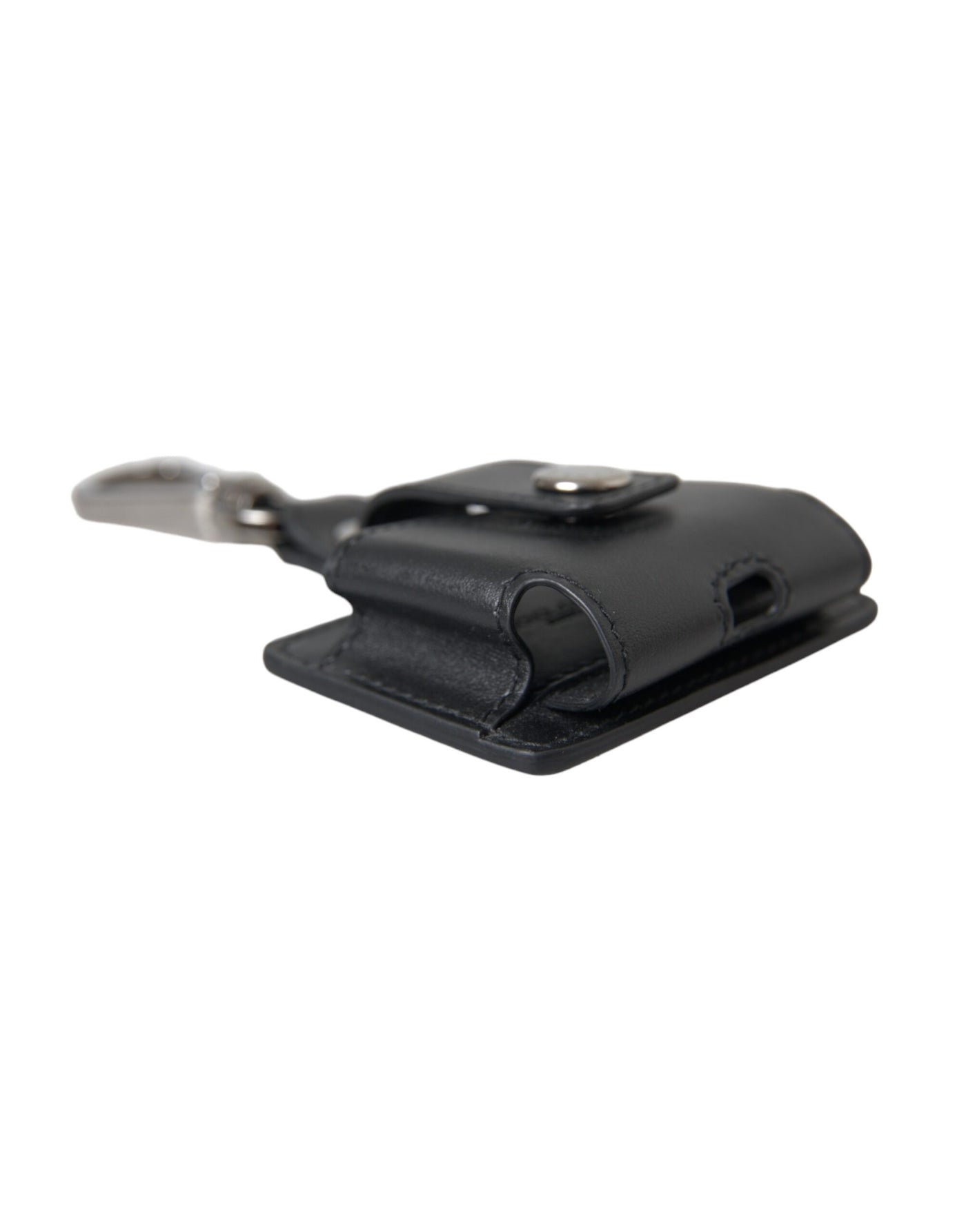 Étui pour Airpods Dolce &amp; Gabbana en cuir noir uni et métal argenté