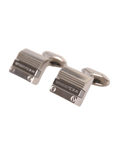 Dolce &amp; Gabbana Verzilverd Metaal Messing DG Logo Pin Manchetknopen