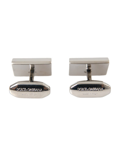 Dolce &amp; Gabbana Verzilverd Metaal Messing DG Logo Pin Manchetknopen