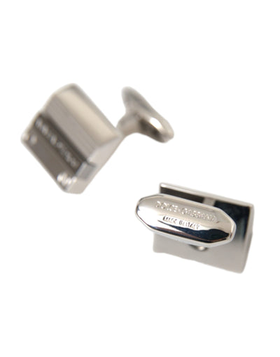 Dolce &amp; Gabbana Verzilverd Metaal Messing DG Logo Pin Manchetknopen