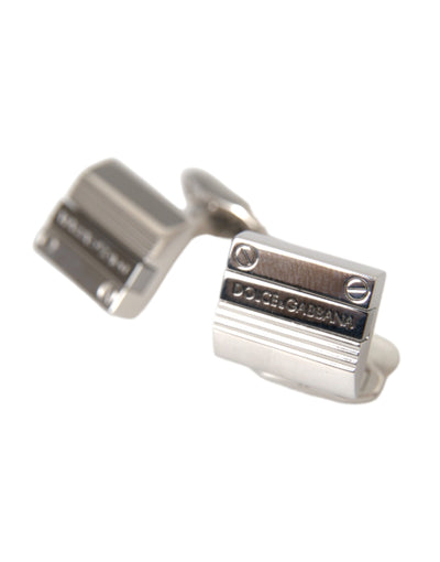 Dolce &amp; Gabbana Verzilverd Metaal Messing DG Logo Pin Manchetknopen