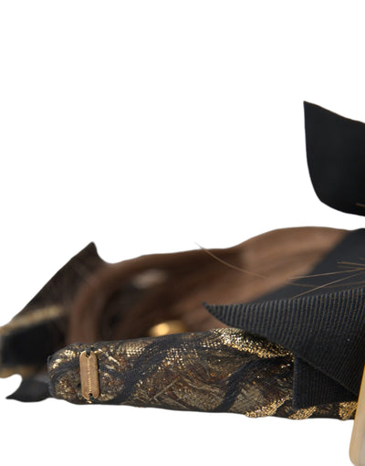 Dolce &amp; Gabbana Zwarte Kristallen Knoop Bruin Haar Vrouwen Hoofdband Diadeem