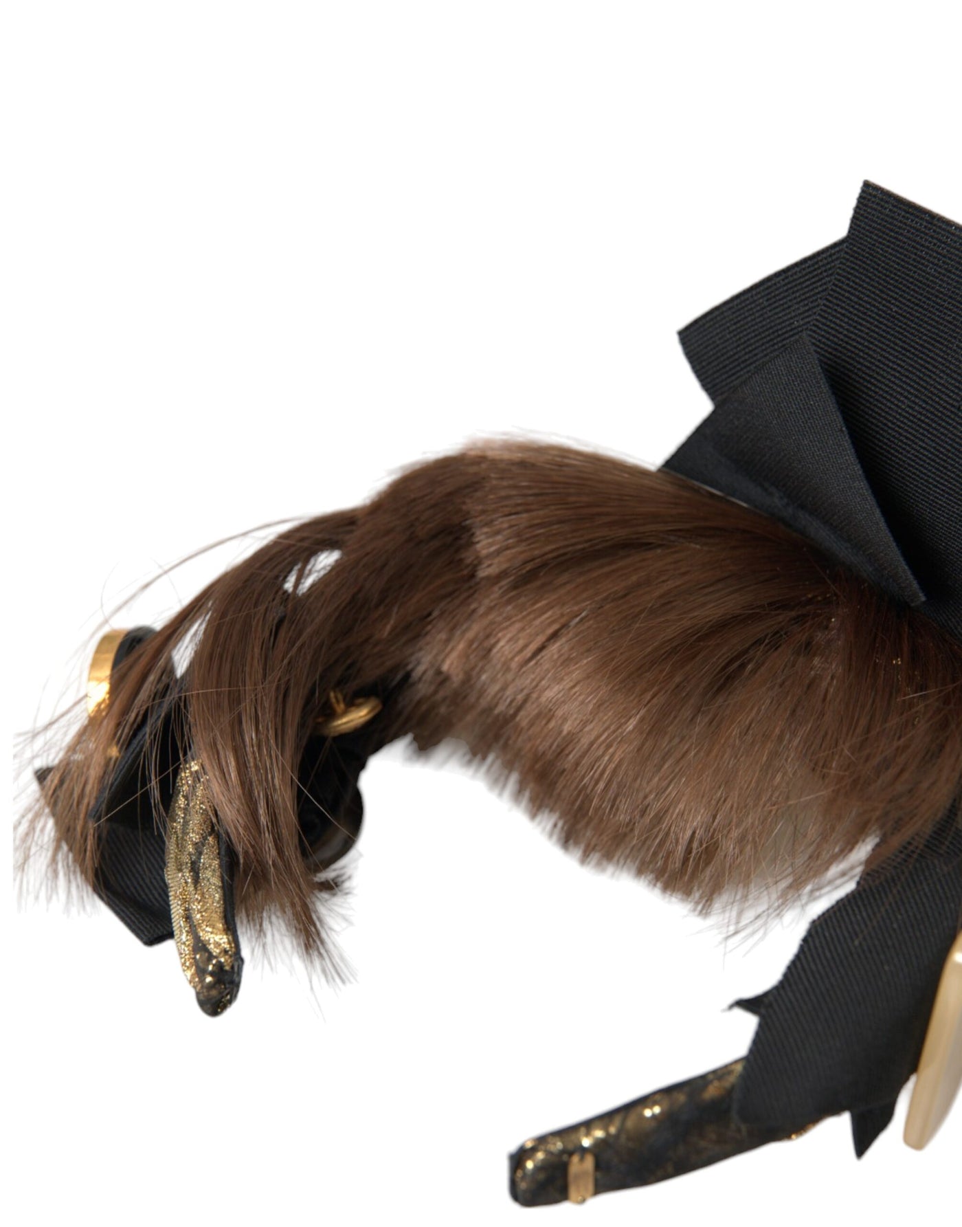 Dolce &amp; Gabbana Zwarte Kristallen Knoop Bruin Haar Vrouwen Hoofdband Diadeem