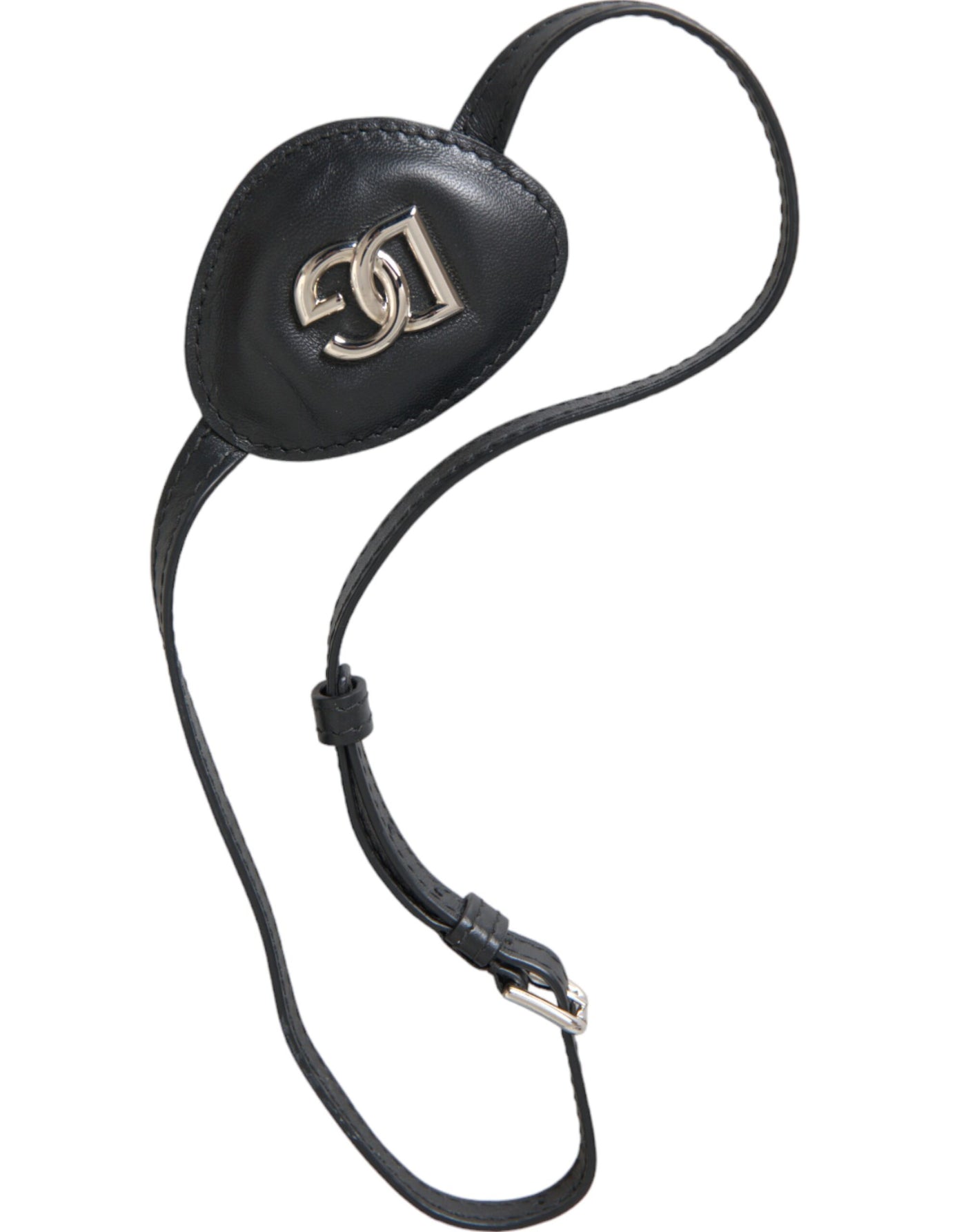Cache-œil Dolce &amp; Gabbana en cuir de veau noir avec logo DG en métal