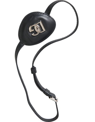 Cache-œil Dolce &amp; Gabbana en cuir de veau noir avec logo DG en métal
