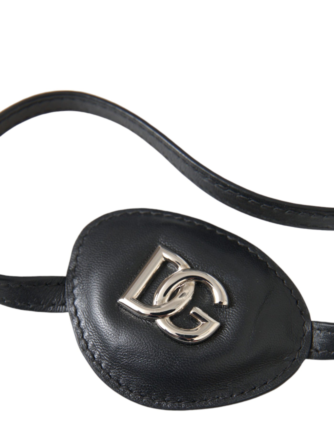 Cache-œil Dolce &amp; Gabbana en cuir de veau noir avec logo DG en métal