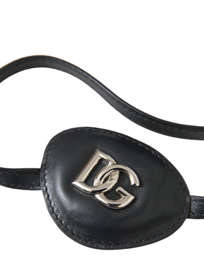 Cache-œil Dolce &amp; Gabbana en cuir de veau noir avec logo DG en métal