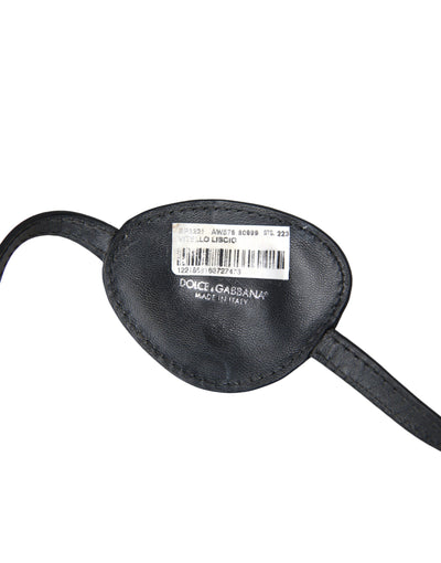Cache-œil Dolce &amp; Gabbana en cuir de veau noir avec logo DG en métal
