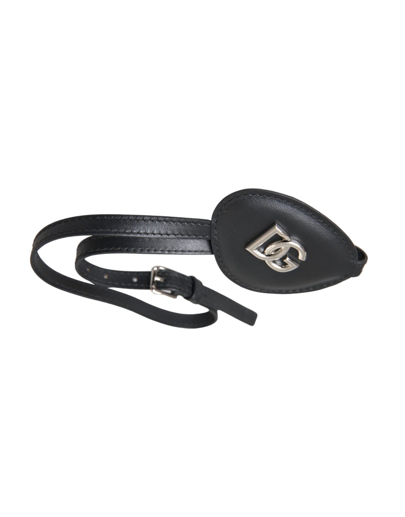 Cache-œil Dolce &amp; Gabbana en cuir de veau noir avec logo DG en métal