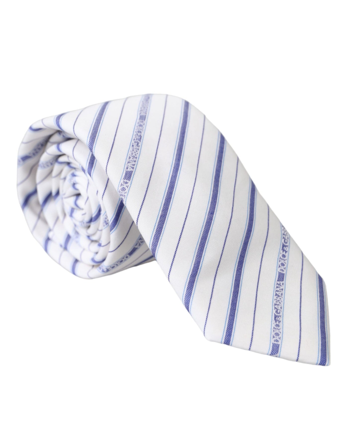 Cravate ajustable en soie à rayures blanches et bleues Dolce &amp; Gabbana