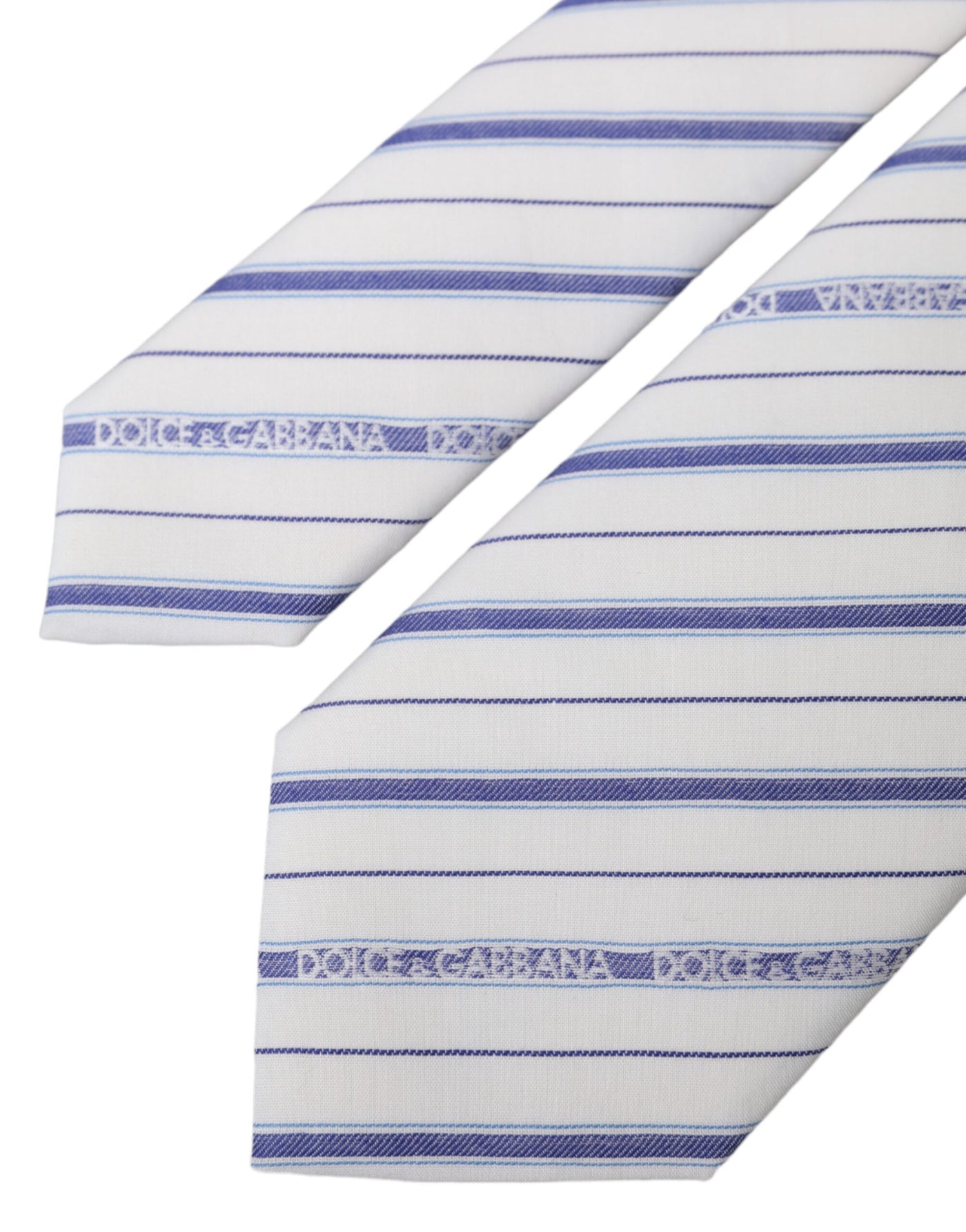 Cravate ajustable en soie à rayures blanches et bleues Dolce &amp; Gabbana
