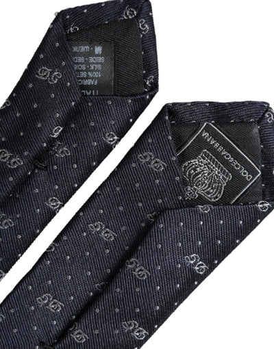 Cravate ajustable Dolce &amp; Gabbana bleue avec logo DG 100 % soie