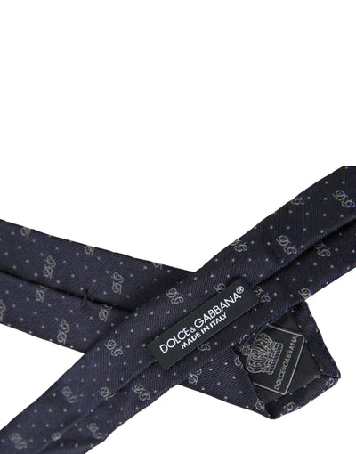 Cravate ajustable Dolce &amp; Gabbana bleue avec logo DG 100 % soie