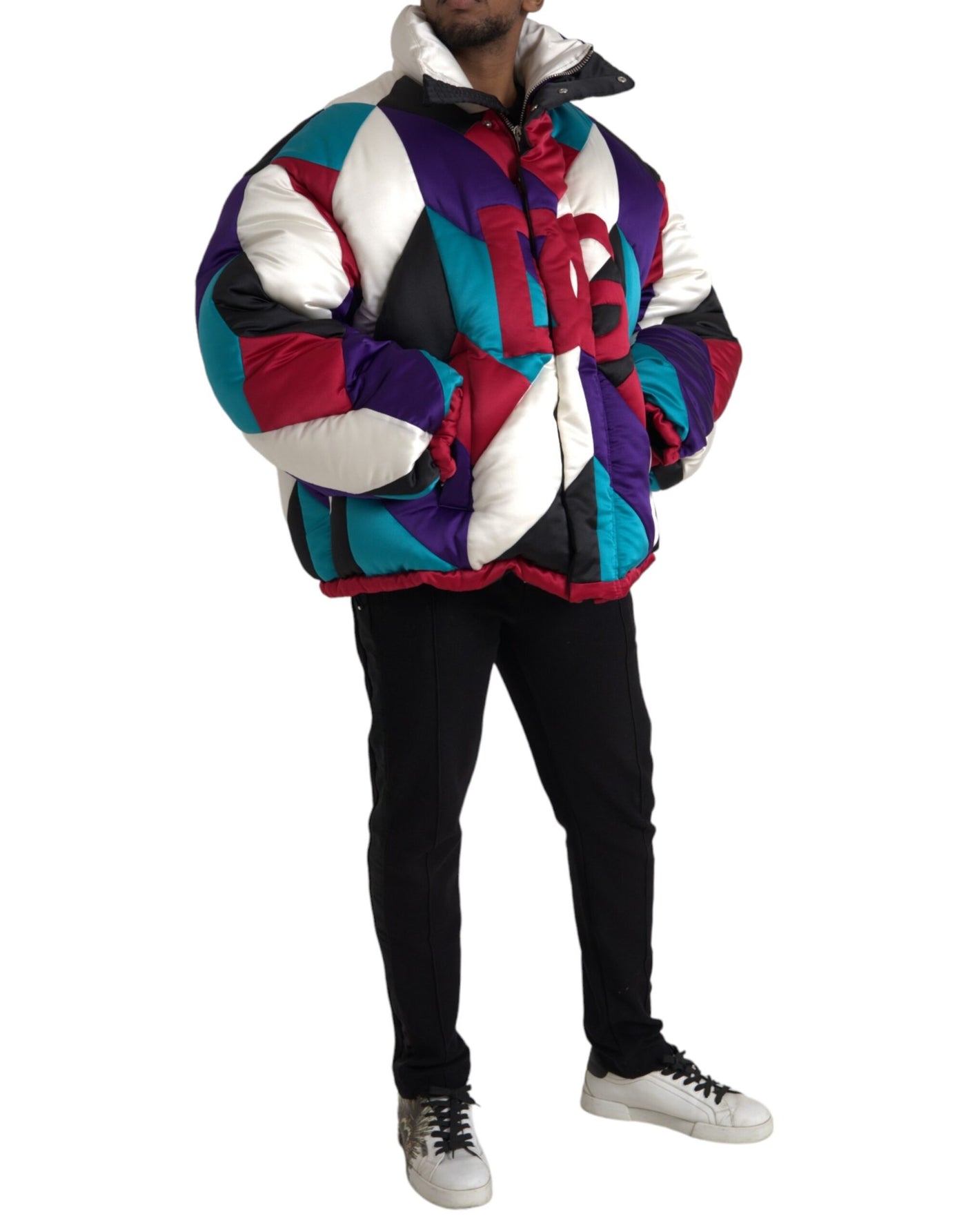 Dolce &amp; Gabbana Multicolor Logo Windbreaker Pufferjack
