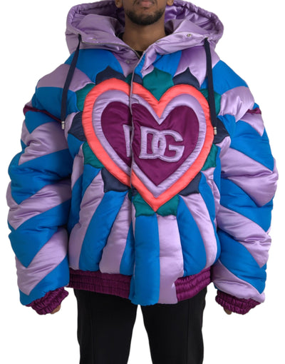 Dolce &amp; Gabbana Multicolor Hart Logo Hooded Pufferjack