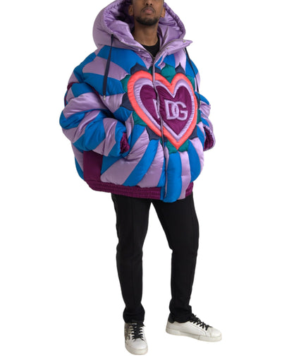 Dolce &amp; Gabbana Multicolor Hart Logo Hooded Pufferjack