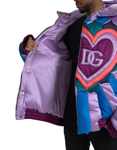 Dolce &amp; Gabbana Multicolor Hart Logo Hooded Pufferjack