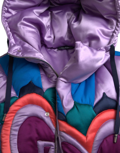 Dolce &amp; Gabbana Multicolor Hart Logo Hooded Pufferjack