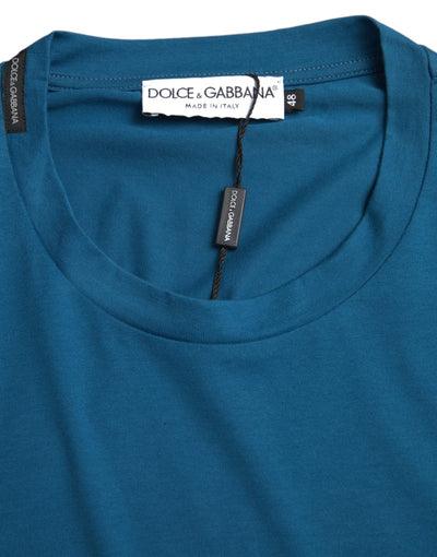 T-shirt à manches courtes et col rond avec logo bleu Dolce &amp; Gabbana