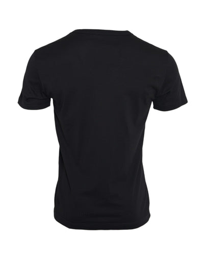 T-shirt à manches courtes en coton noir avec chaîne argentée Dolce &amp; Gabbana