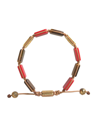 Nialaya CZ Tijgeroog Rode Koraal 925 Zilveren Herenarmband