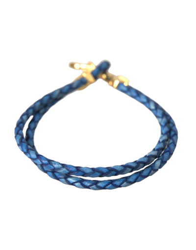 Nialaya Blauw Gouden Anker 925 Zilveren Bedelarmband Heren