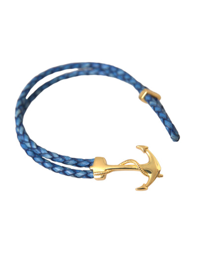 Nialaya Blauw Gouden Anker 925 Zilveren Bedelarmband Heren