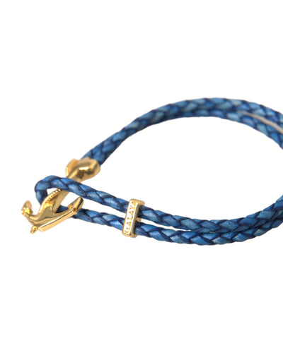 Nialaya Blauw Gouden Anker 925 Zilveren Bedelarmband Heren